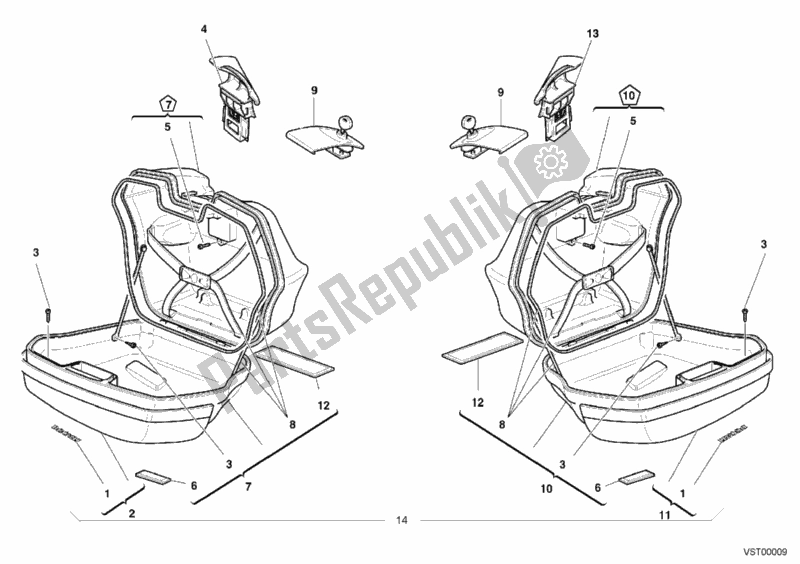 Todas las partes para Maletas Laterales de Ducati Sport ST4 916 2000