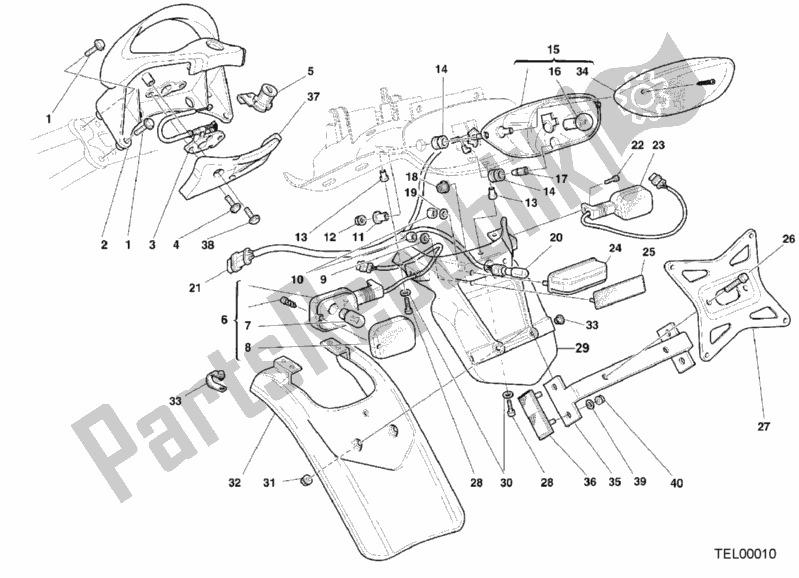 All parts for the Taillight Usa of the Ducati Sport ST4 916 2000