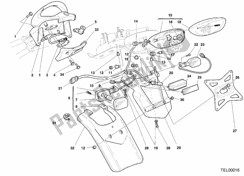 Alle onderdelen voor de Achterlicht van de Ducati Sport ST4 916 2000
