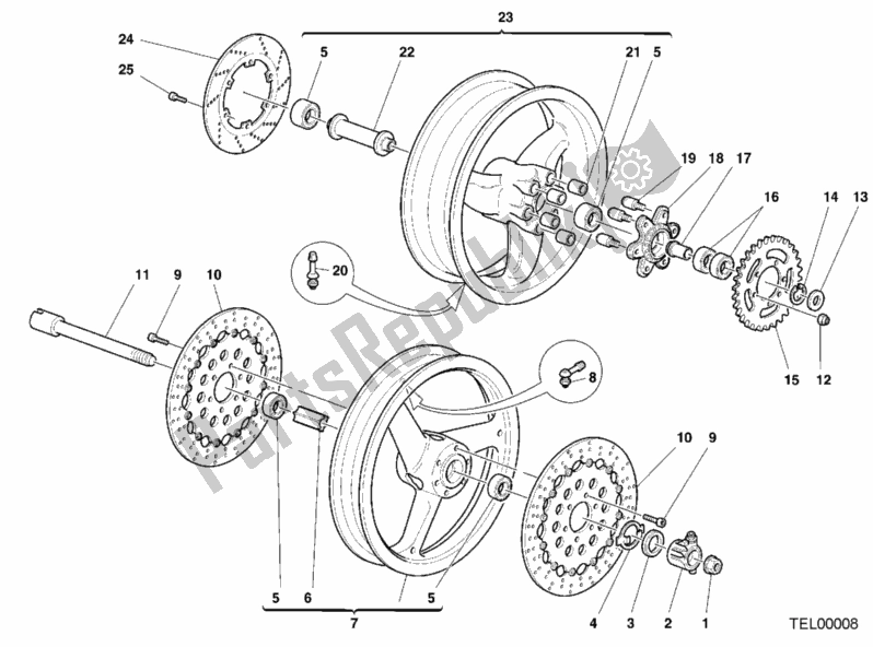 Alle onderdelen voor de Wielen van de Ducati Sport ST4 916 2000