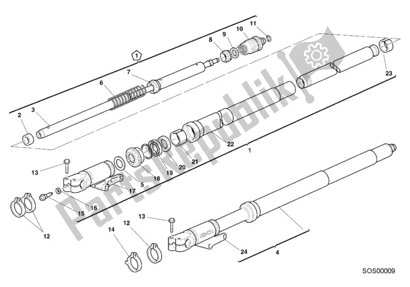 Todas las partes para Tenedor Frontal de Ducati Sport ST4 916 2001