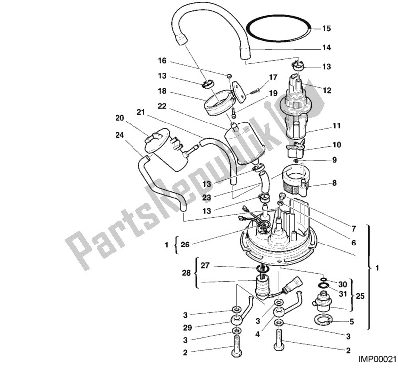 All parts for the Fuel Pump of the Ducati Sport ST4 916 2001