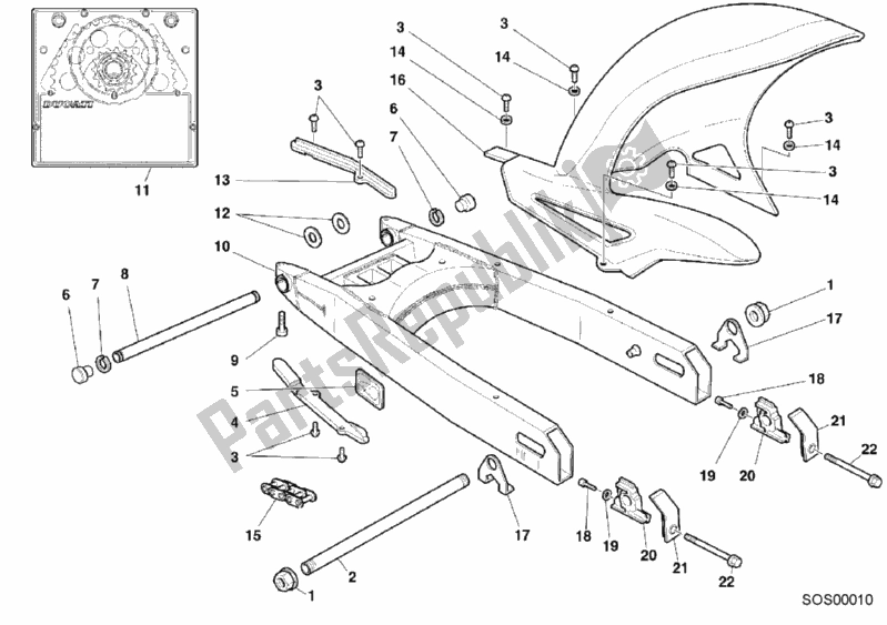 Toutes les pièces pour le Bras Oscillant du Ducati Sport ST4 916 2001