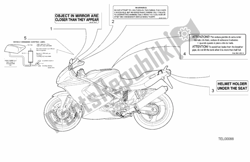 Todas las partes para Etiquetas De Advertencia Ee. De Ducati Sport ST4 916 2001