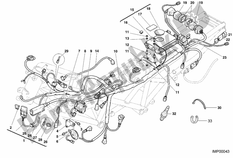 Tutte le parti per il Cablaggio Elettrico del Ducati Sport ST4 916 2001