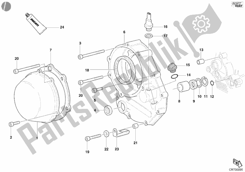 Alle onderdelen voor de Koppelingsdeksel van de Ducati Sport ST4 916 2002