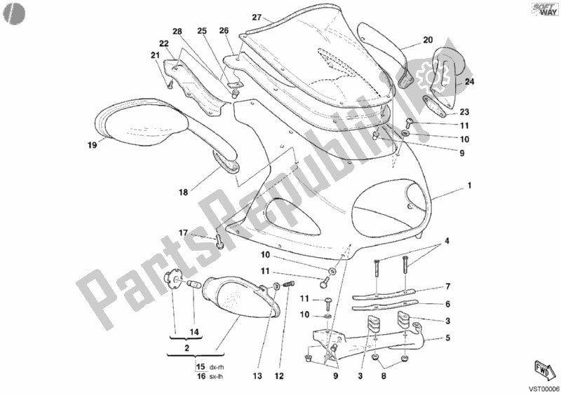 Alle onderdelen voor de Motorkap van de Ducati Sport ST4 916 2002