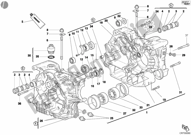 Alle onderdelen voor de Carter van de Ducati Sport ST4 916 2002