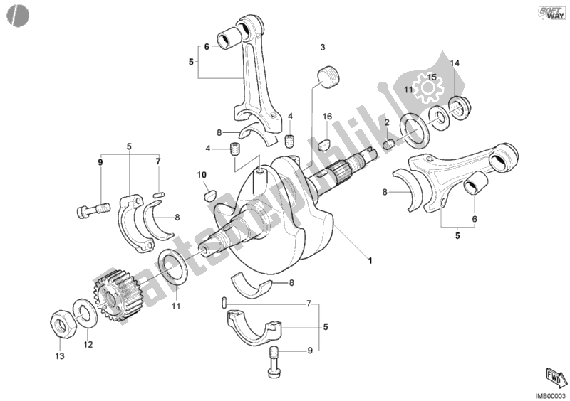 Alle onderdelen voor de Krukas van de Ducati Sport ST4 916 2002