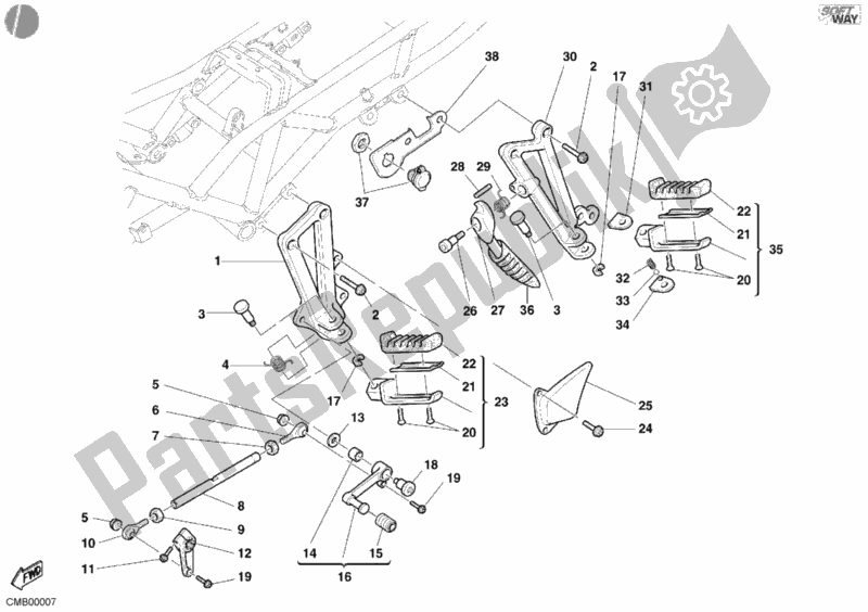 Todas las partes para Reposapiés, Izquierda de Ducati Sport ST4 916 2002