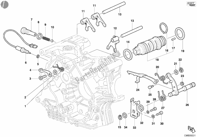 Alle onderdelen voor de Schakelmechanisme van de Ducati Sport ST4 916 2002
