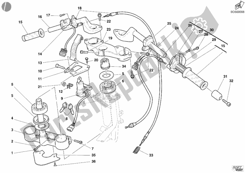 Todas las partes para Manillar de Ducati Sport ST4 916 2002
