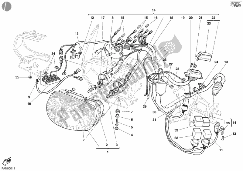 Tutte le parti per il Faro del Ducati Sport ST4 916 2002