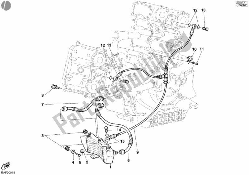 Tutte le parti per il Radiatore Dell'olio del Ducati Sport ST4 916 2002