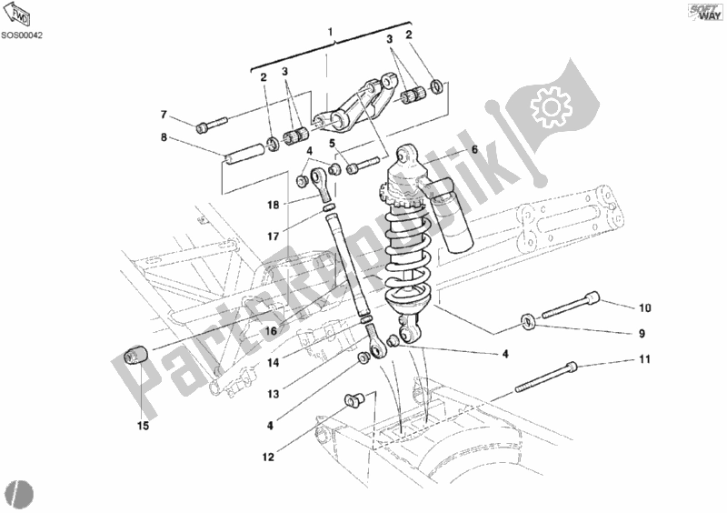 Todas las partes para Amortiguador Trasero de Ducati Sport ST4 916 2002