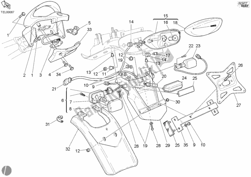 Todas las partes para Luz De La Cola de Ducati Sport ST4 916 2002