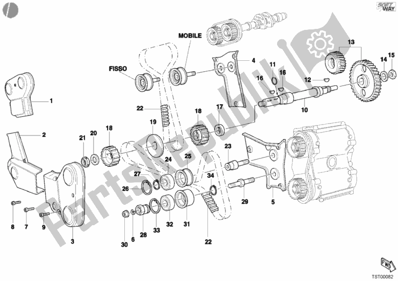 Alle onderdelen voor de Distributieriem van de Ducati Sport ST4 916 2002