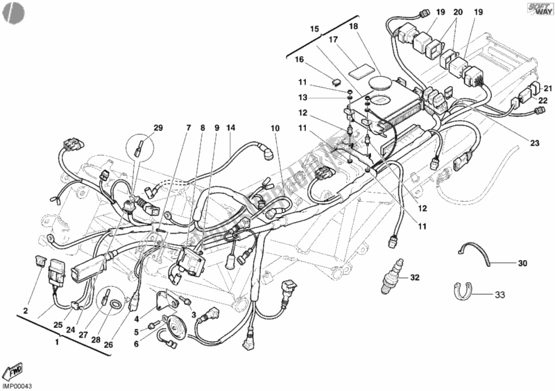 Tutte le parti per il Cablaggio Elettrico del Ducati Sport ST4 916 2002