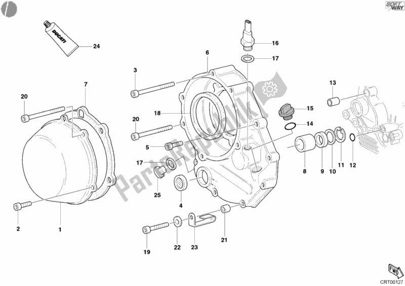 Alle onderdelen voor de Koppelingsdeksel van de Ducati Sport ST4 916 2003