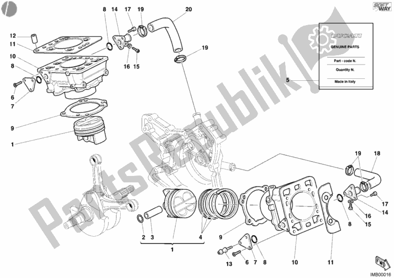 All parts for the Cylinder - Piston of the Ducati Sport ST4 916 2003