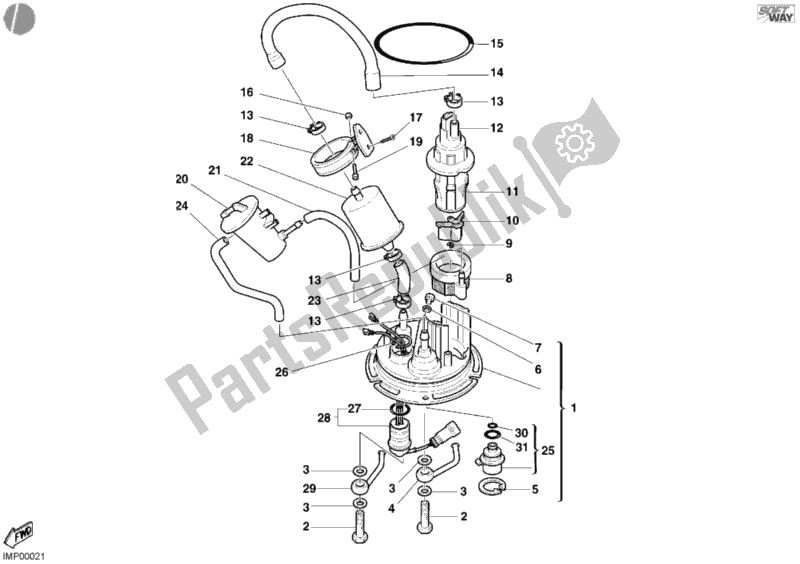 All parts for the Fuel Pump of the Ducati Sport ST4 916 2003