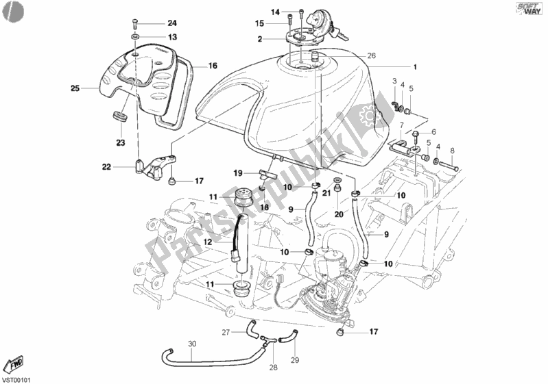 Alle onderdelen voor de Benzinetank van de Ducati Sport ST4 916 2003