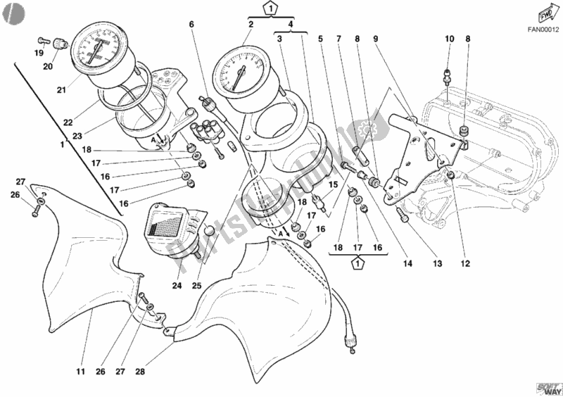 Alle onderdelen voor de Meter van de Ducati Sport ST4 916 2003