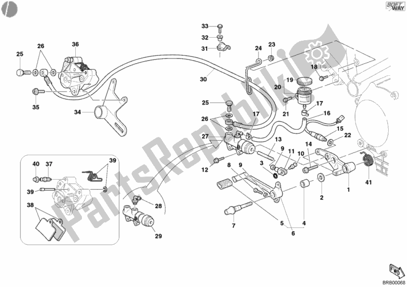All parts for the Rear Brake System of the Ducati Sport ST4 916 2003