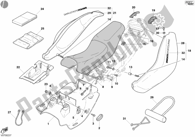 Alle onderdelen voor de Stoel van de Ducati Sport ST4 916 2003