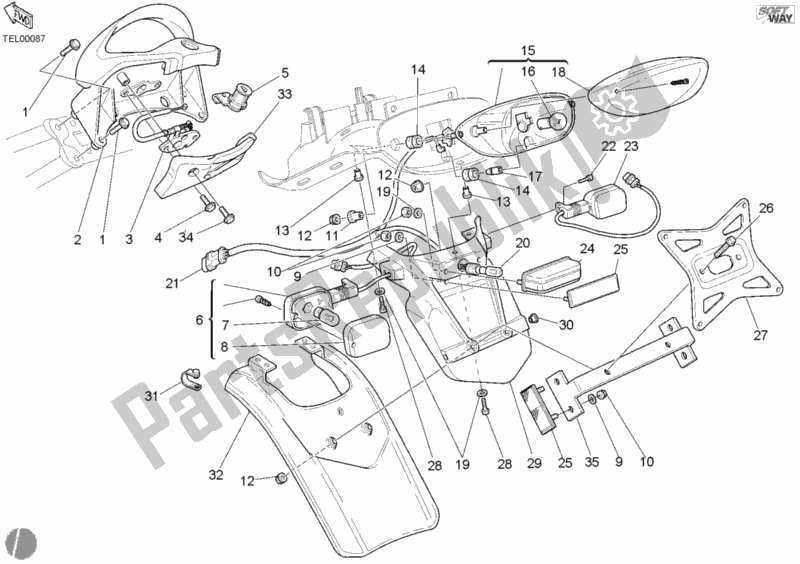 Alle onderdelen voor de Achterlicht van de Ducati Sport ST4 916 2003