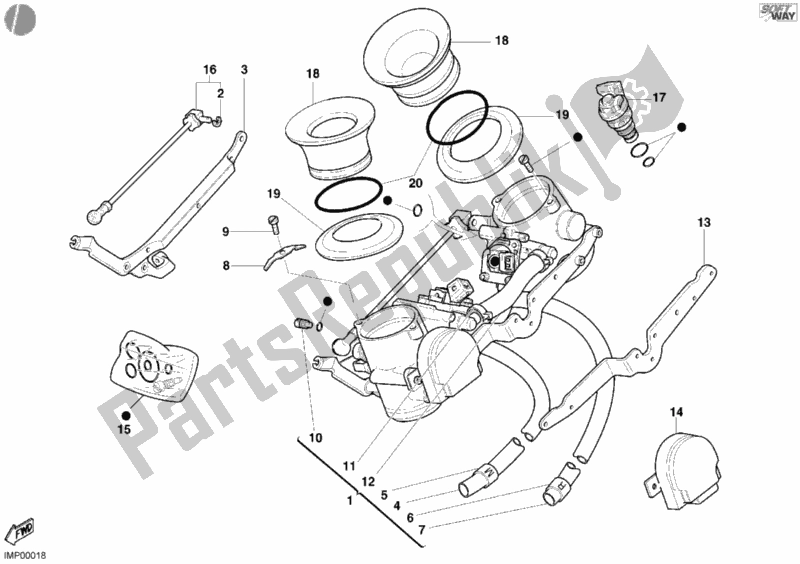 Alle onderdelen voor de Gasklephuis van de Ducati Sport ST4 916 2003