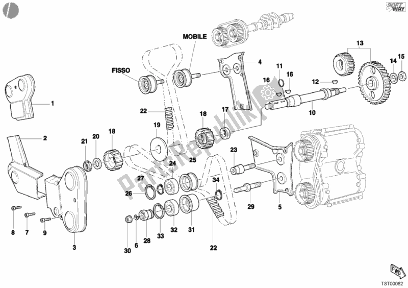Alle onderdelen voor de Distributieriem van de Ducati Sport ST4 916 2003