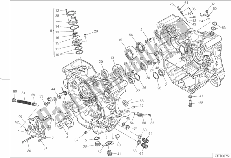 All parts for the 010 - Half-crankcases Pair of the Ducati Supersport 937 2017