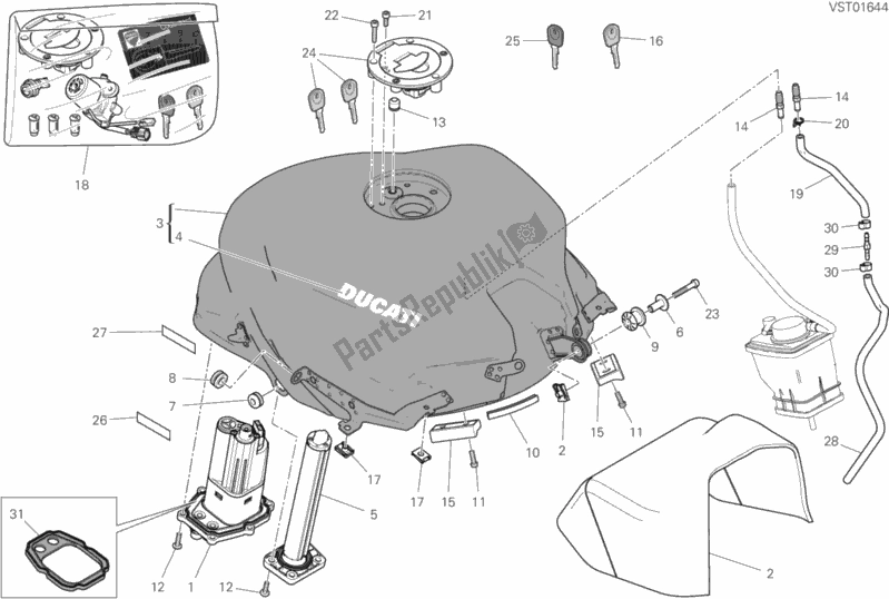 Toutes les pièces pour le 032 - Réservoir De Carburant du Ducati Supersport 937 2017