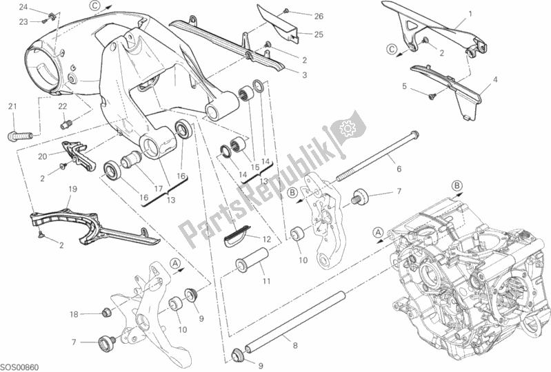 Tutte le parti per il 28a - Forcellone Posteriore del Ducati Supersport 937 2017