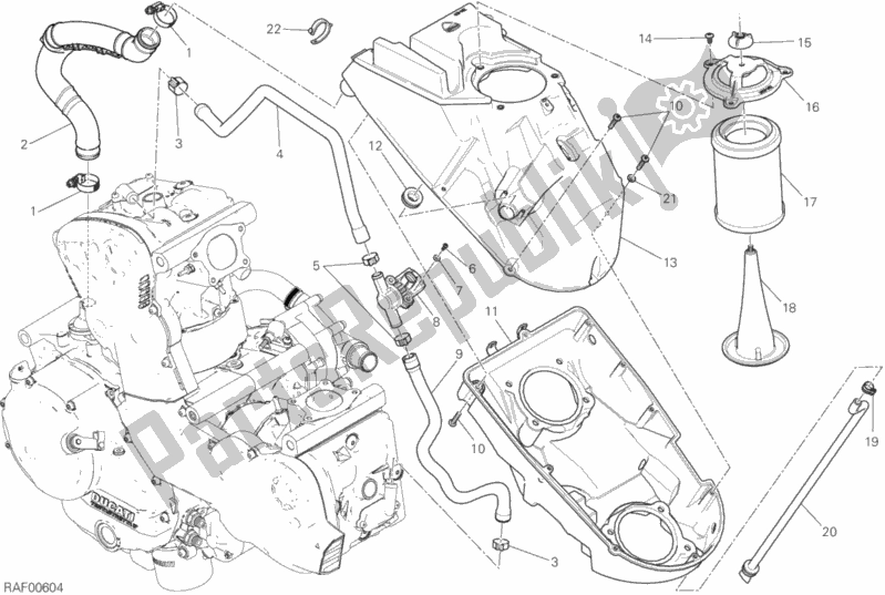 All parts for the Air Intake - Oil Breather of the Ducati Supersport 937 2017