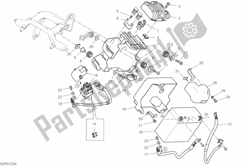 All parts for the Battery Holder of the Ducati Supersport 937 2017