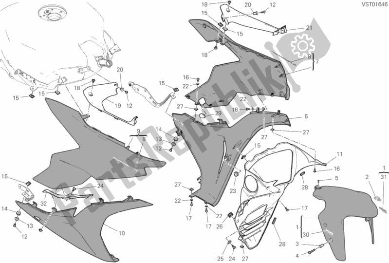 All parts for the Fairing of the Ducati Supersport 937 2017