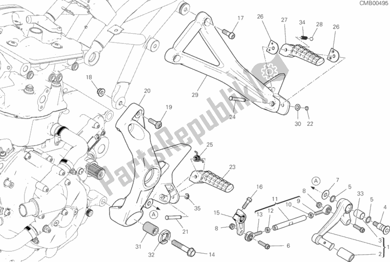 All parts for the Footrests, Left of the Ducati Supersport 937 2017