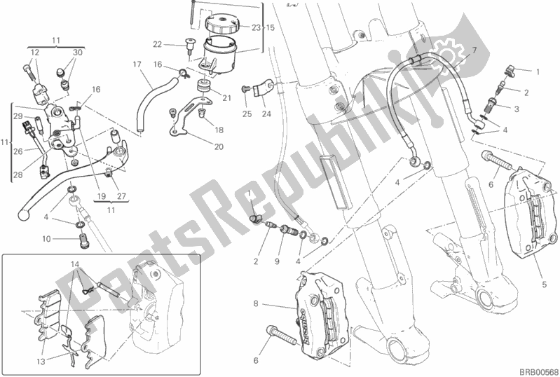 All parts for the Front Brake System of the Ducati Supersport 937 2017