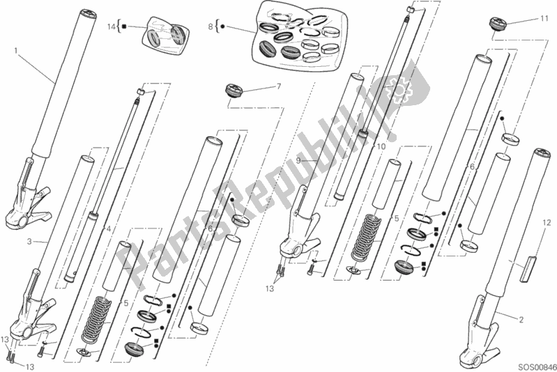 All parts for the Front Fork of the Ducati Supersport 937 2017