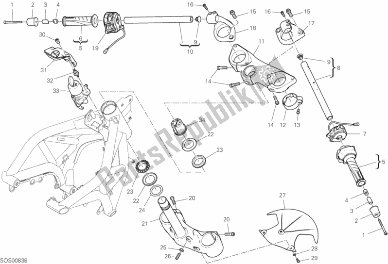 Toutes les pièces pour le Guidon Et Commandes du Ducati Supersport 937 2017