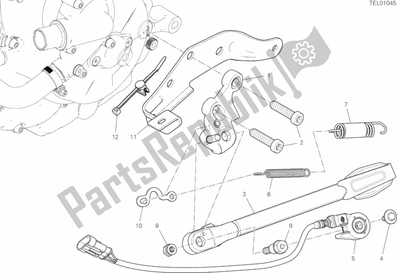 Tutte le parti per il Cavalletto Laterale del Ducati Supersport 937 2017