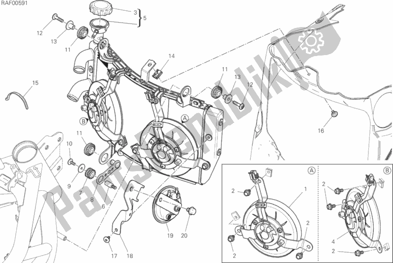 Tutte le parti per il Refrigeratore D'acqua del Ducati Supersport 937 2017