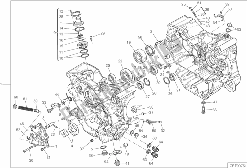 All parts for the 010 - Half-crankcases Pair of the Ducati Supersport 937 2018