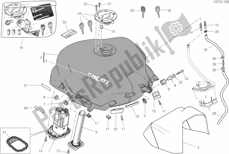 All parts for the 032 - Fuel Tank of the Ducati Supersport 937 2018