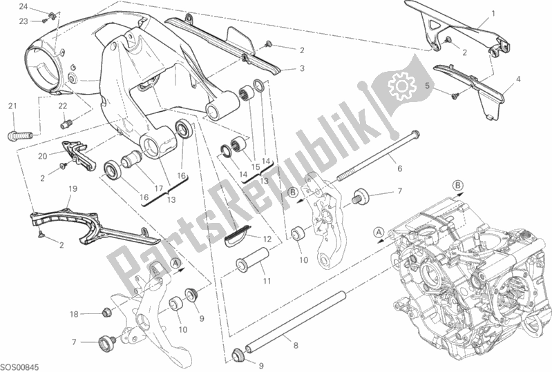 All parts for the 28a - Forcellone Posteriore of the Ducati Supersport 937 2018