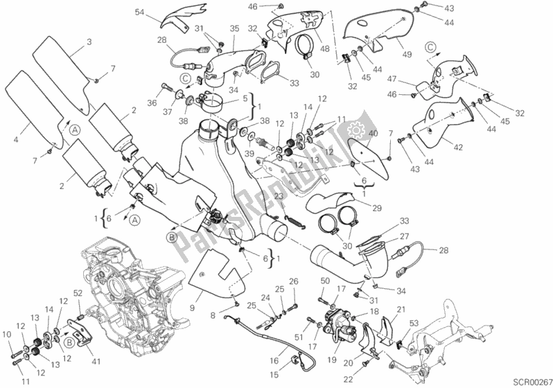 Alle onderdelen voor de Uitlaatsysteem van de Ducati Supersport 937 2018