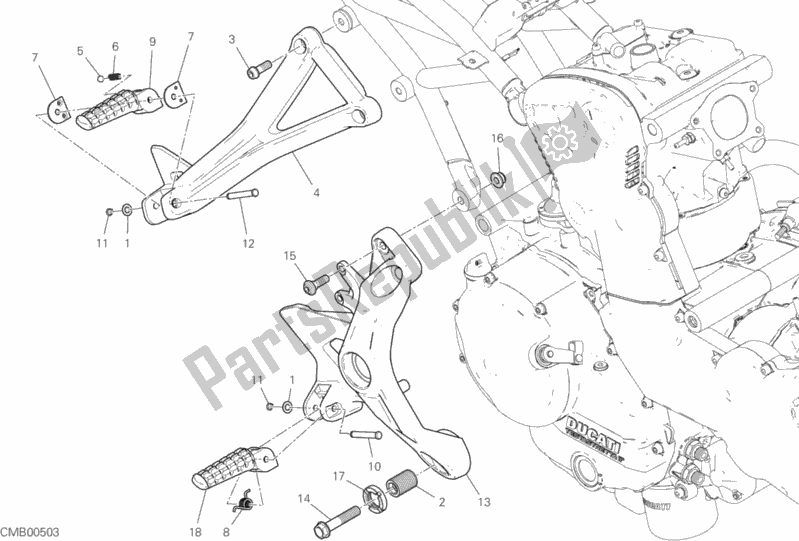 Todas as partes de Apoios Para Os Pés, Certo do Ducati Supersport 937 2018