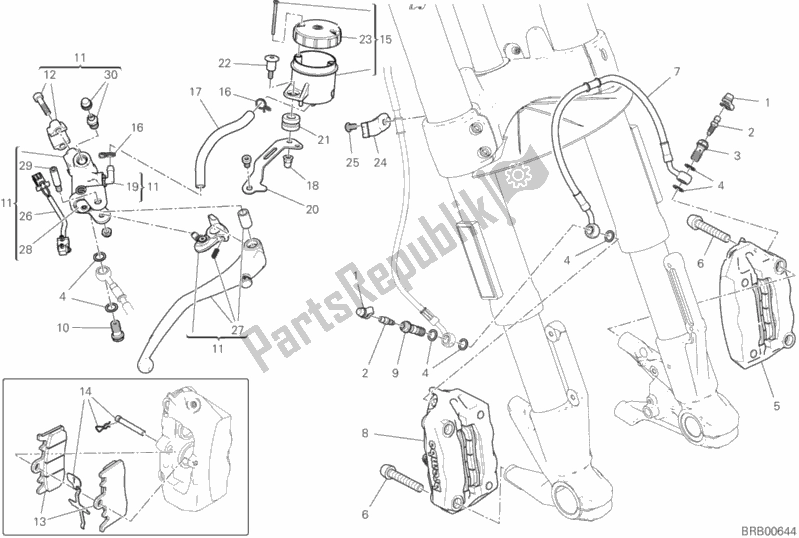 Tutte le parti per il Sistema Frenante Anteriore del Ducati Supersport 937 2018